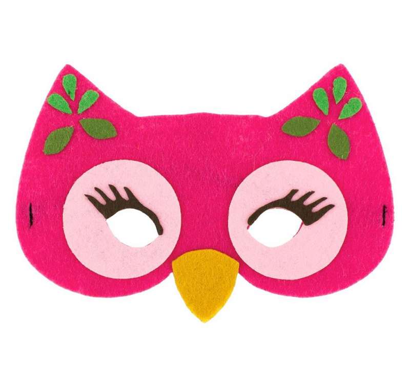 Карнавальная маска Сова розовая 17x12см